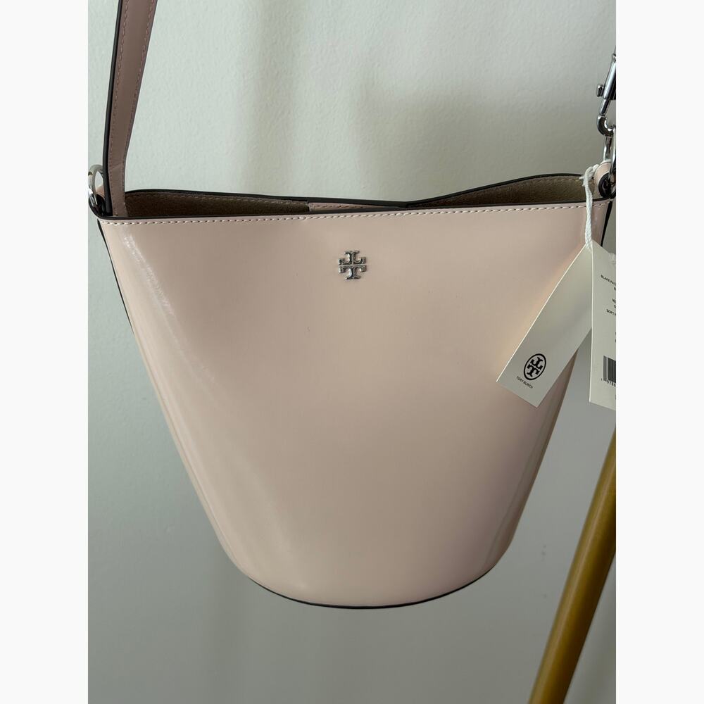 Tory Burch NEW Blake Patent Crossbody Bucket Bag, Soft Pink